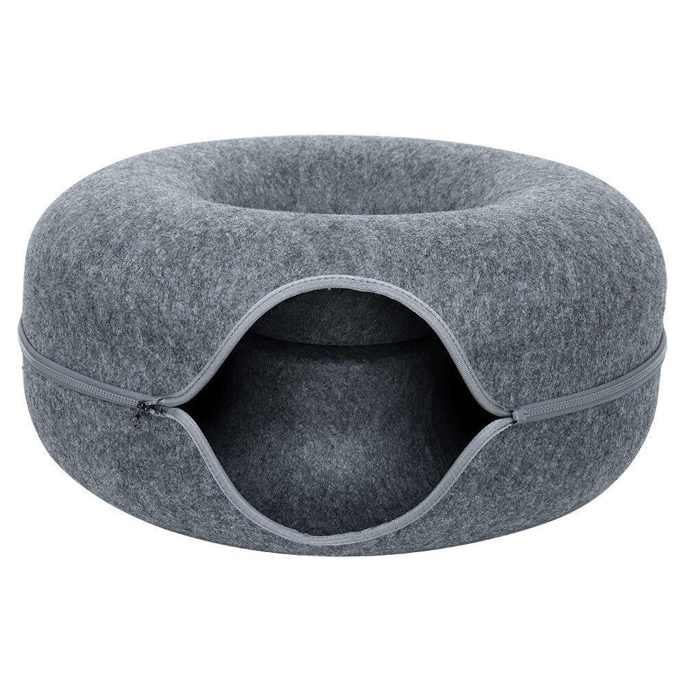 Felt Cat Tunnel Bed Round Donut Cave Nest for Kittens and Small Pets 60x30cm