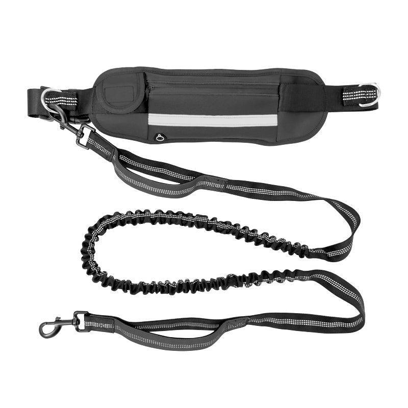Hands Free Dog Leash Adjustable Lead with Waist Belt Bag for Walking Jogging Running