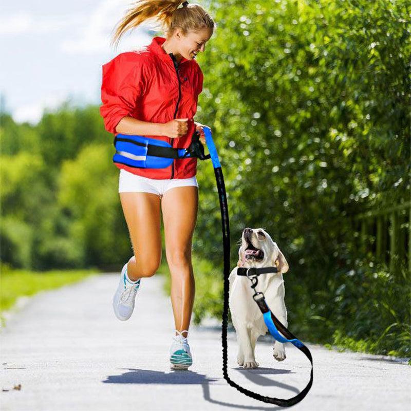 Hands Free Dog Leash Adjustable Lead with Waist Belt Bag for Walking Jogging Running