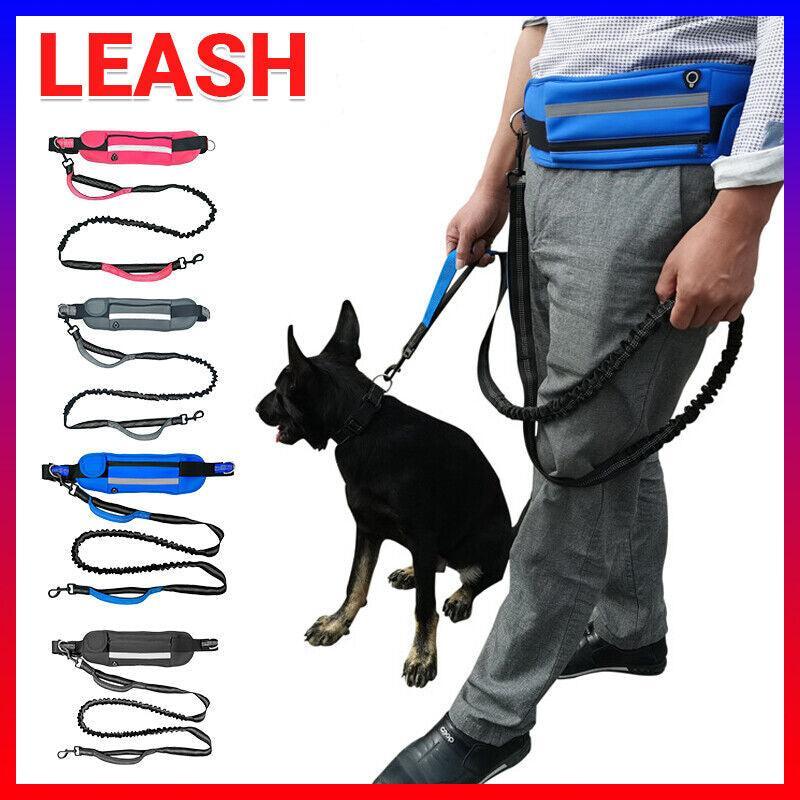 Hands Free Dog Leash Adjustable Lead with Waist Belt Bag for Walking Jogging Running